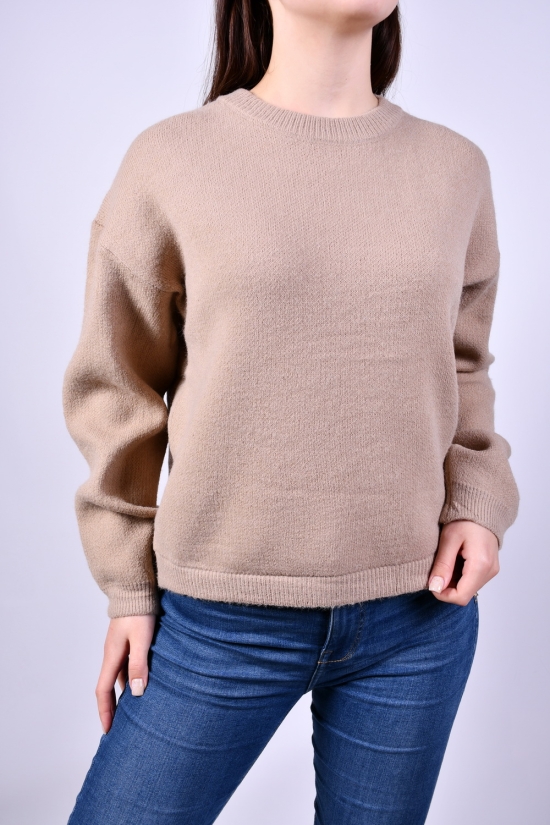 Жіночий светр в'язаний (кол. латте) розмір 44-46 OVER SIZE арт.T1193