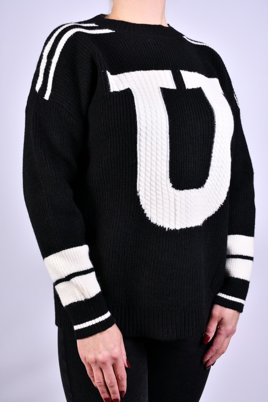 Жіночий светр (кол. чорний) в'язаний розмір 44-46 "MIKA" модель OVER SIZE арт.T1033