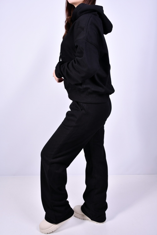 Костюм жіночий спортивний (кол. чорний) на флісі  модель OVER SIZE Розміри в наявності : 46, 48, 50 арт.1414