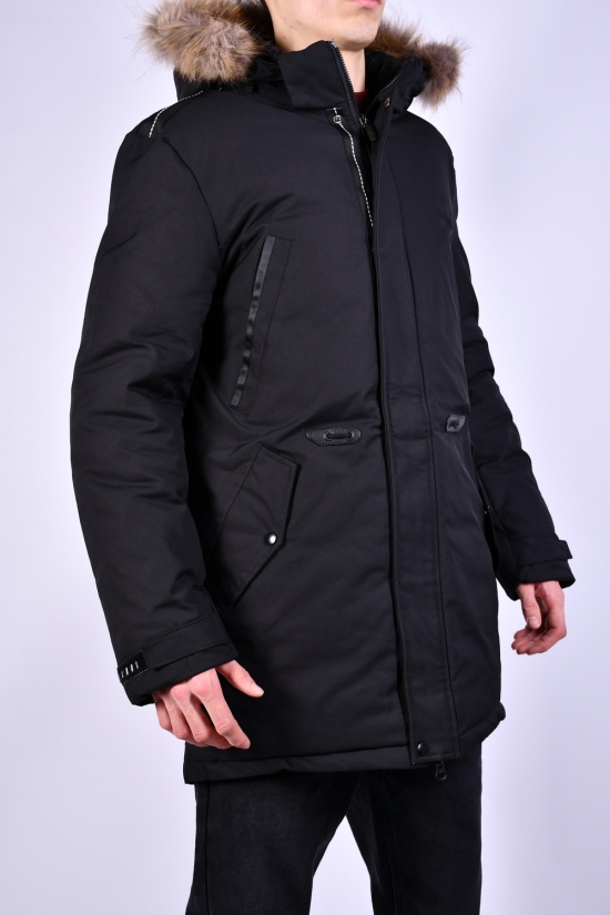 Куртка парка мужская (цв.черный) зимняя с плащевки с натуральным мехом "NANA" Размеры в наличии : 46, 48, 50, 52, 54 арт.A9099