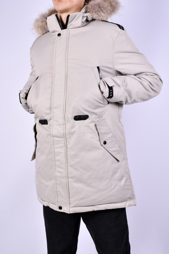 Куртка парку чоловіча (кол. кремовий) зимова з плащової тканини з натуральним хутром "NANA Розміри в наявності : 50, 54 арт.A9099