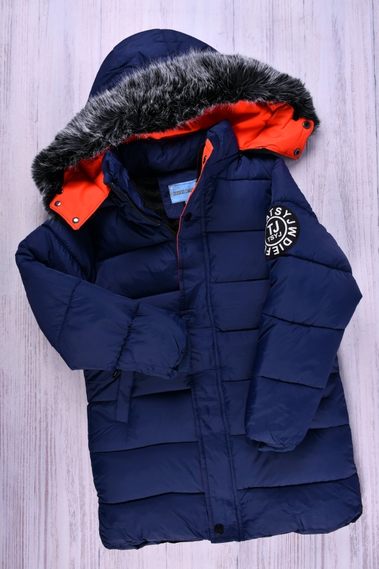 Пальто для хлопчика (цв. синій) із плащової тканини зимова на хутрі Зріст в наявності : 128 арт.110
