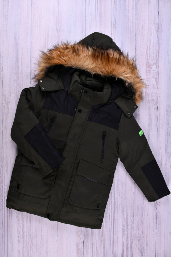 Куртка для хлопчика (кол. хакі) з плащової тканини зимова Зріст в наявності : 128, 140, 152 арт.091