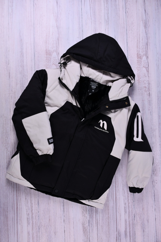 Куртка для хлопчика (кол. кремовий/чорний) із плащової тканини зимова (модель OVER SIZE) Зріст в наявності : 134, 140, 146, 152 арт.A918