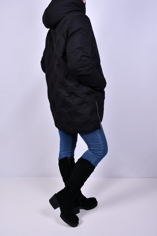 Куртка жіноча (кол. чорний) зимова з плащової тканини "ROMATIC" Розмір в наявності : 56 арт.813