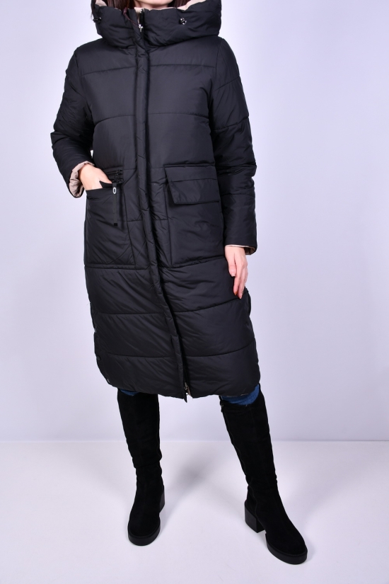 Пальто жіноче (кол. чорний) зимове з плащової тканини Розміри в наявності : 48, 50 арт.8322