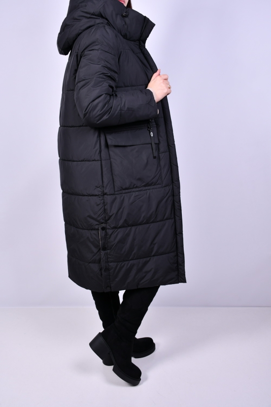 Пальто женское (цв.черный) зимнее из плащевки Размеры в наличии : 46, 48, 50 арт.8322