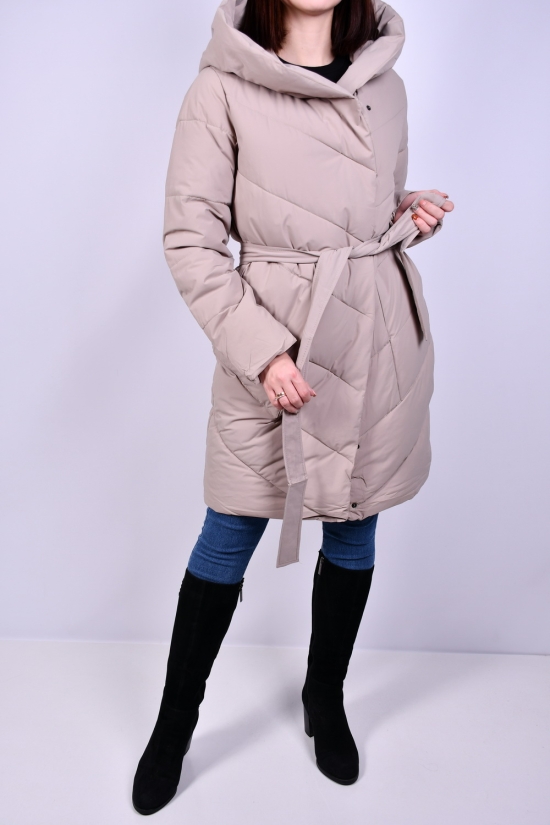 Пальто жіноче (цв. латте) зимове з плащової тканини Розміри в наявності : 42, 44, 48 арт.9968