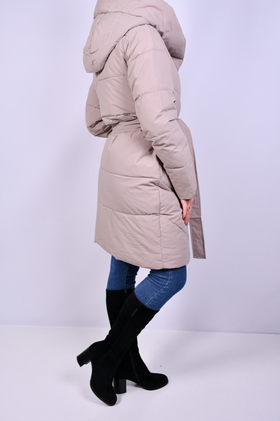 Пальто жіноче (цв. латте) зимове з плащової тканини Розміри в наявності : 42, 44, 48 арт.9968