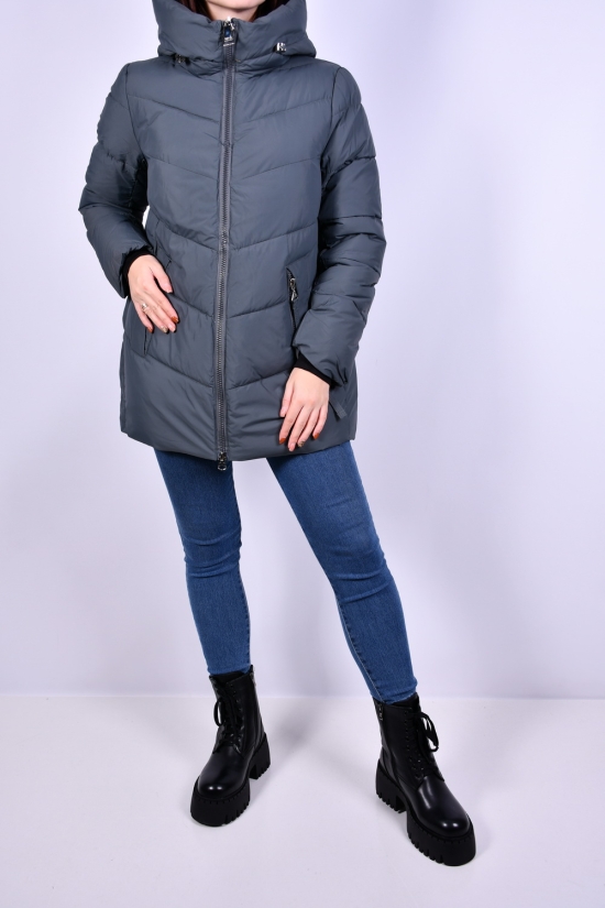 Куртка жіноча (цв. сірий) із плащової тканини зимова Розміри в наявності : 44, 46, 48, 50, 52, 54 арт.3001