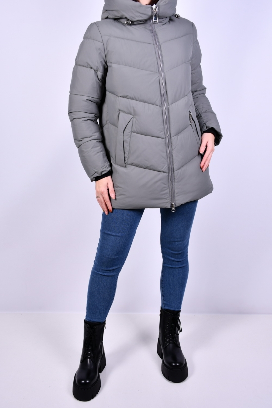 Куртка жіноча (цв. св. сірий) із плащової тканини зимова Розміри в наявності : 44, 46, 48, 50, 52, 54 арт.3001