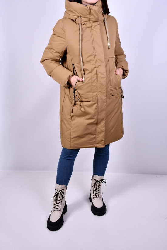 Жіноче пальто (кол. латте) з плащової тканини зимове Розміри в наявності : 44, 46 арт.3031