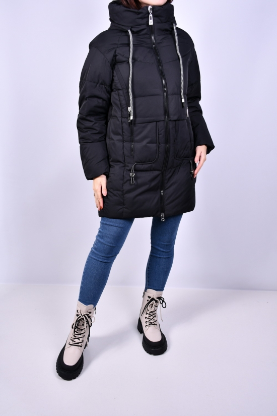 Куртка жіноча (кол. чорний) із плащової тканини зимова Розміри в наявності : 44, 46, 48, 50, 52 арт.3032