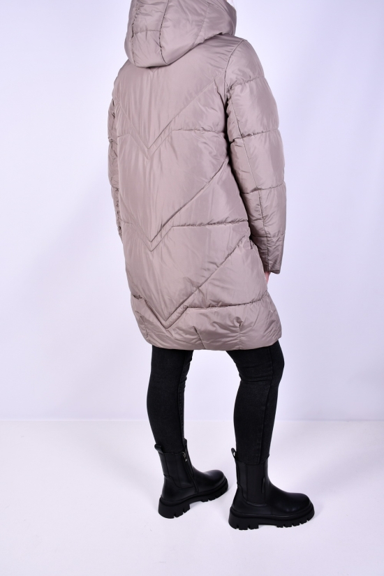 Пальто жіноче зимове (кол. кремовий) з плащової тканини "QIANZHIDU" Розмір в наявності : 48 арт.M911018