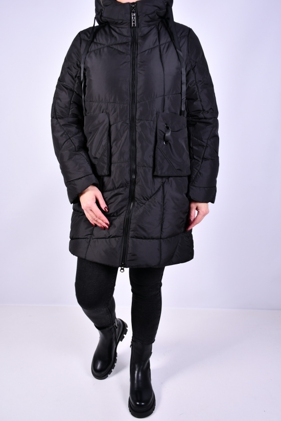 Пальто жіноче зимове (кол. чорний) з плащової тканини. Розміри в наявності : 46, 48, 50, 52, 54, 56 арт.M911016