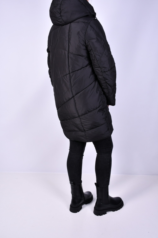 Пальто жіноче зимове (кол. чорний) з плащової тканини. Розміри в наявності : 48, 50, 52, 56 арт.M911016