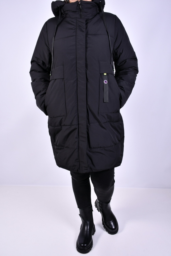 Пальто жіноче зимове (кол. чорний) з плащової тканини. Розміри в наявності : 46, 48, 50, 52, 54, 56 арт.M925005