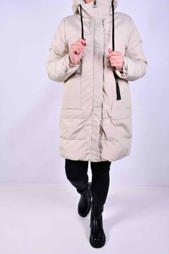 Пальто жіноче зимове (кол. кремовий) з плащової тканини. Розміри в наявності : 46, 48, 50, 52, 56 арт.M925005