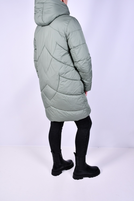 Пальто жіноче зимове (кол. м'яти) з плащової тканини модель OVER SIZE Розміри в наявності : 48, 50, 52, 56 арт.M911009