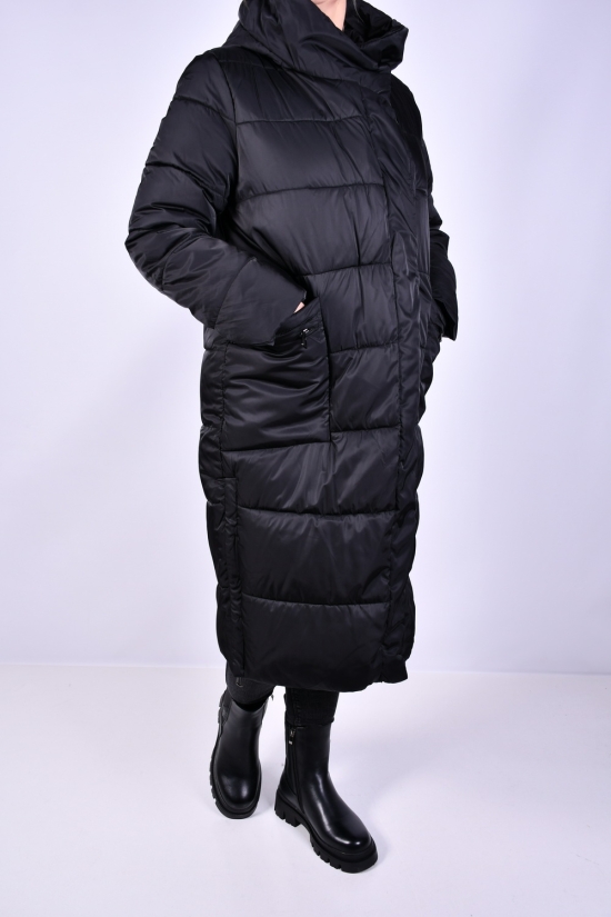 Пальто жіноче зимове (кол. чорний) з плащової тканини модель OVER SIZE Розміри в наявності : 46, 48, 50, 52, 54, 56 арт.M012002