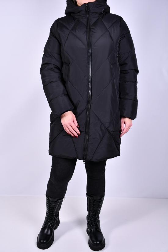 Куртка жіноча зимова (кол. чорний) з плащової тканини Розміри в наявності : 46, 48, 52, 56 арт.M911006