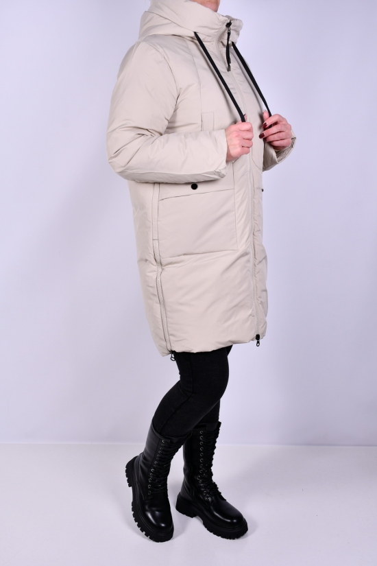 Пальто жіноче зимове (кол. кремовий) з плащової тканини. Розміри в наявності : 46, 48, 50, 52, 54, 56 арт.M925001