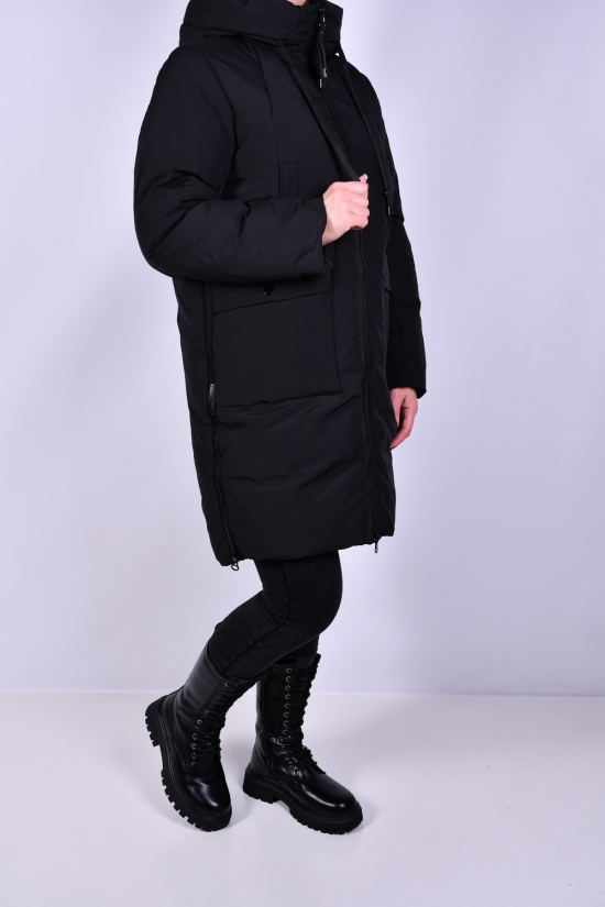 Пальто жіноче зимове (кол. чорний) з плащової тканини. Розміри в наявності : 46, 52, 54, 56 арт.M925001