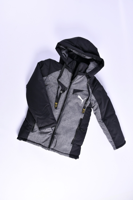 Куртка для хлопчика зимова (кол. чорний/сірий) на хутрі Зріст в наявності : 128 арт.01/PUMA