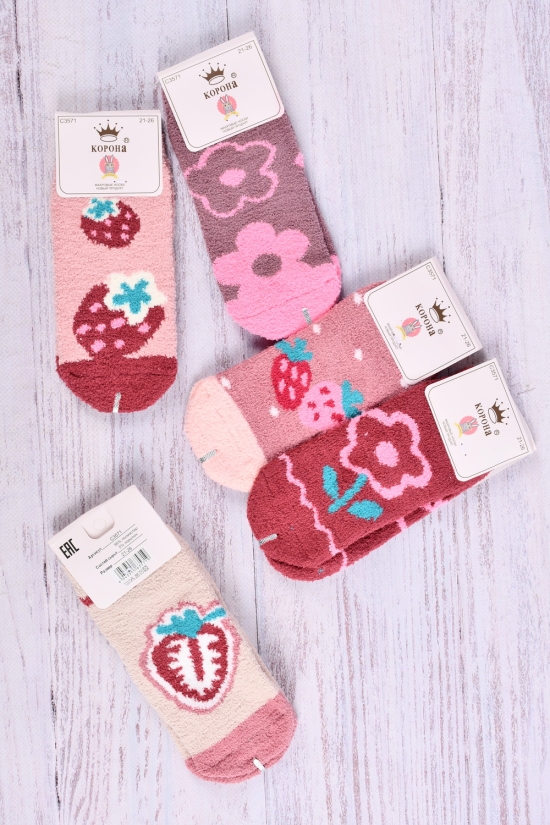 Шкарпетки для дівчинки махрові "КОРОНА" розмір 21-26 (90% бавовна,спандекс5%,лайкра5%) арт.C3571-3