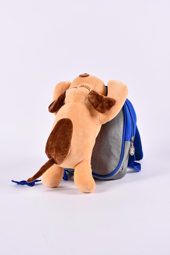 Рюкзак+игрушка из плащевки (цв.синий/кремовый) размер 24/19/7 см. арт.0617-5