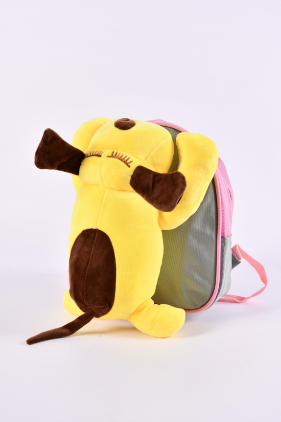 Рюкзак+игрушка из плащевки (цв.розовый/желтый) размер 24/19/7 см. арт.0617-5