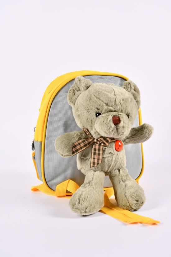 Рюкзак+игрушка из плащевки (цв.серый/зеленый) размер 22/19/7 см. арт.0617-2