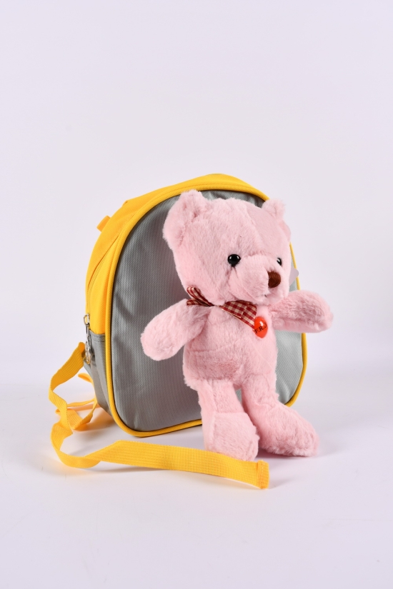 Рюкзак іграшка з плащової тканини (кол. сірий/рожевий) розмір 22/19/7 см. арт.0617-2
