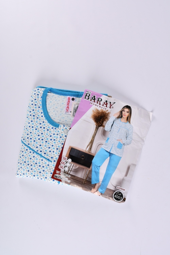 Піжама жіноча трикотажна (кол. блакитний) "BARAY" (100% COTTON) Розміри в наявності : 52, 54, 56 арт.4203