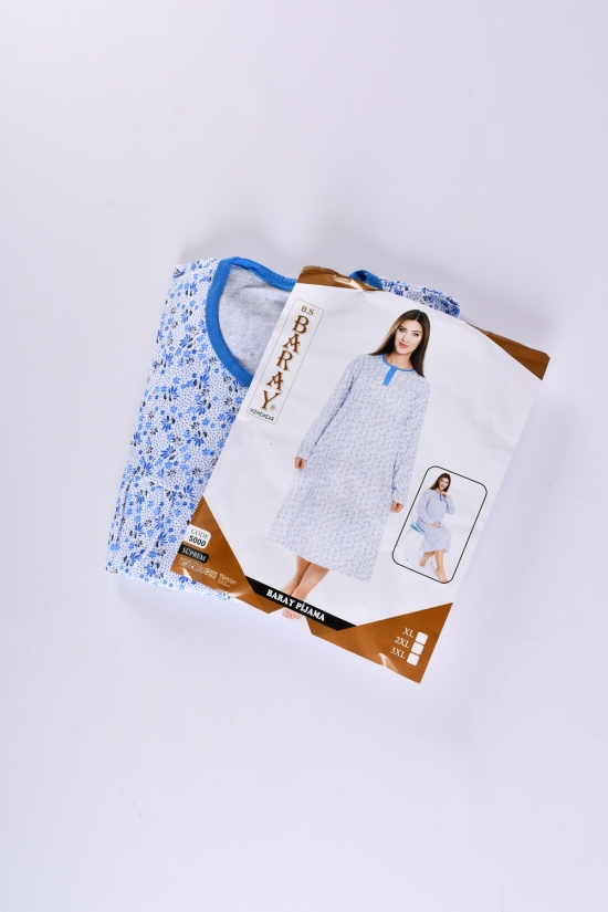 Ночная рубашка (цв.голубой) женская трикотажная "Baray" (100% COTTON) Размеры в наличии : 50, 52, 54 арт.5000