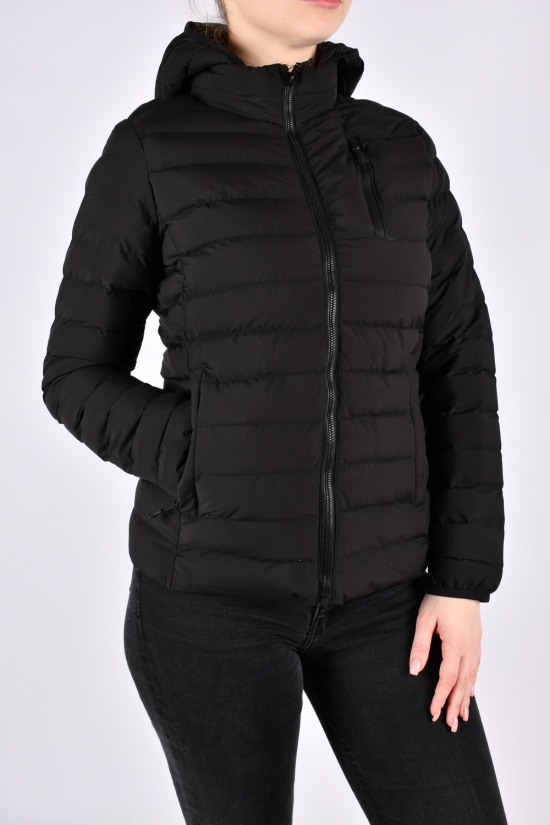 Куртка женская демисезонная (цв.черный) из плащевки (наполнитель биопух) Размер в наличии : 40 арт.5302