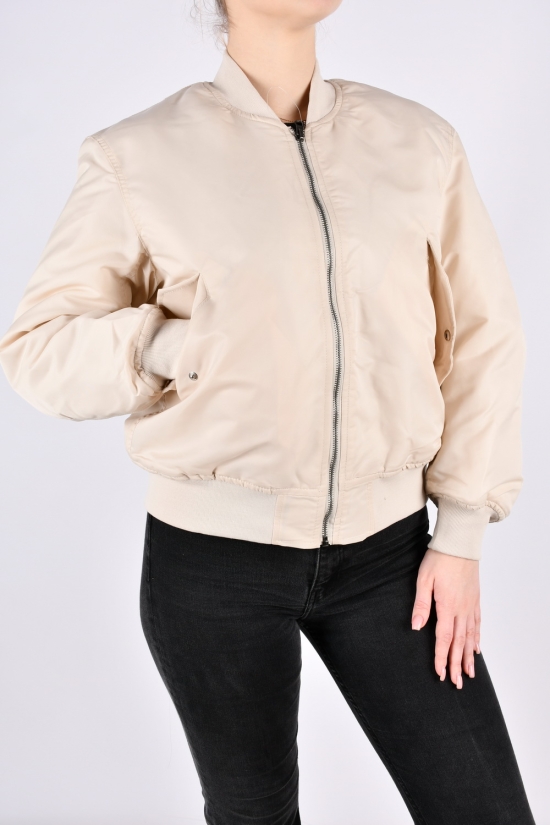 Куртка женская демисезонная (цв.кремовый) из плащевки (модель BOMBER) Размеры в наличии : 42, 44, 46, 48 арт.9244