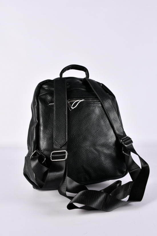 Рюкзак из экокожи (цв.черный) размер 34/23/16см. арт.7063