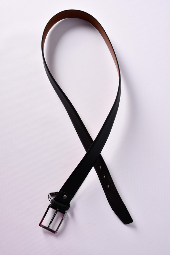 Ремень мужской кожаный (цв.черный) ширина ~40мм "ALON " арт.E402007