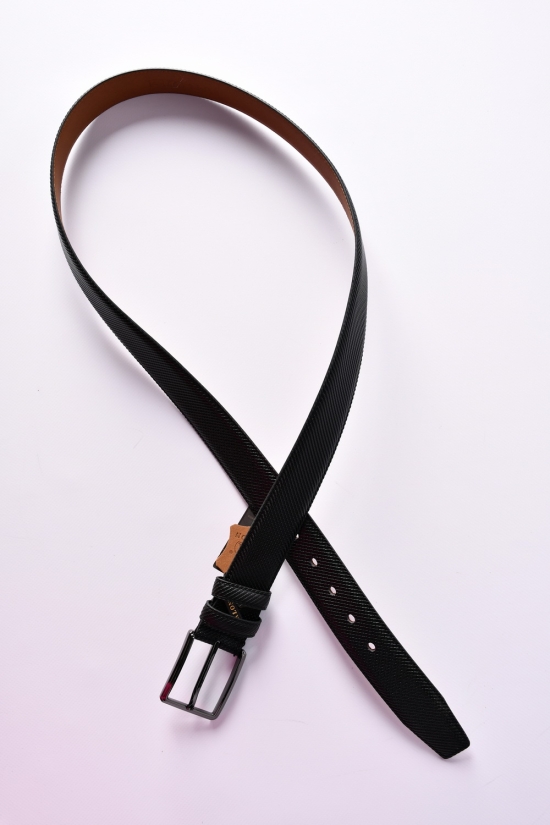 Ремень мужской кожаный (цв.черный) ширина ~40мм 