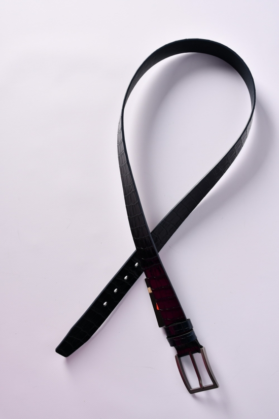 Ремень мужской кожаный (цв.черный) ширина ~40мм "ALON " арт.E402684