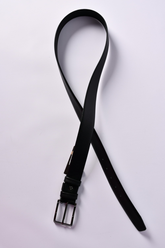 Ремень мужской кожаный (цв.черный) ширина ~40мм 