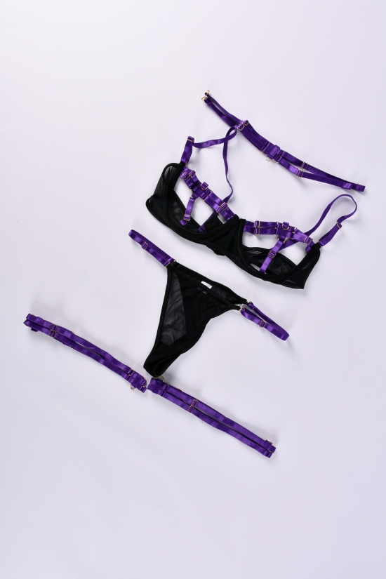 Комплект еротичної білизни (кол. чорний/фіолетовий) Розмір в наявності : 46 арт.25