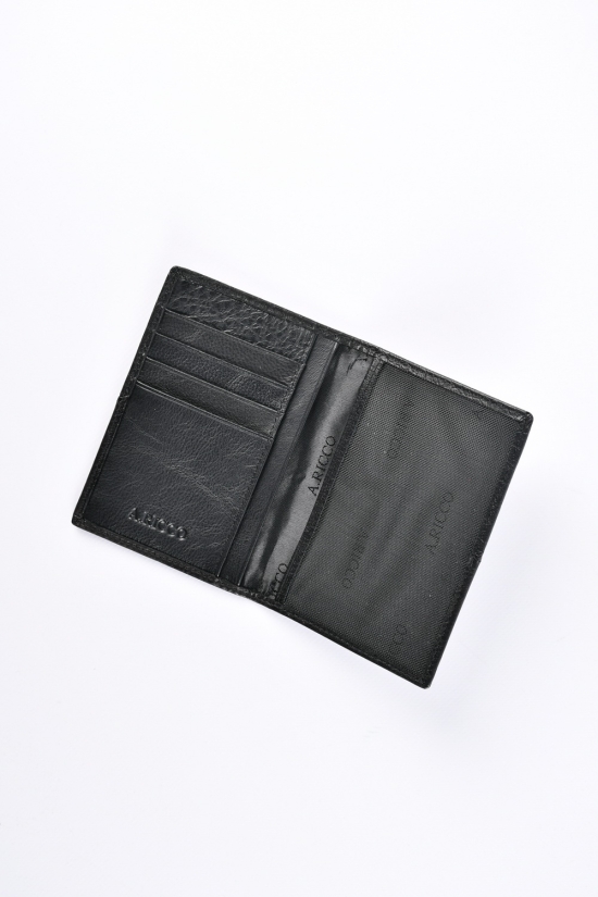 Обложка для паспорта и карточек кожаная (color.black) размер 13,5/9,5 см. "ALFA RICCO" арт.AR008/75NC