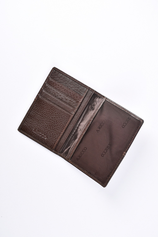 Обкладинка для паспорта та карток шкіряна (color.brown) розмір 13,5/9,5 см. "ALFA RICCO" арт.AR008/75NC