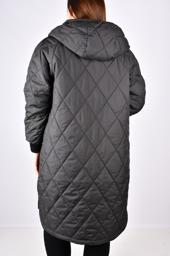 Пальто женское демисезонное (цв.чёрный) с плащевки Размеры в наличии : 50, 52, 54 арт.8162