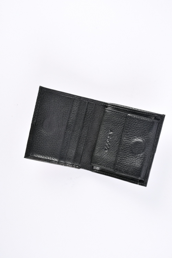 Кошелёк мужской кожаный (color.black) размер 10/9см. "ALFA RICCO" арт.AR8307/B.DNC2