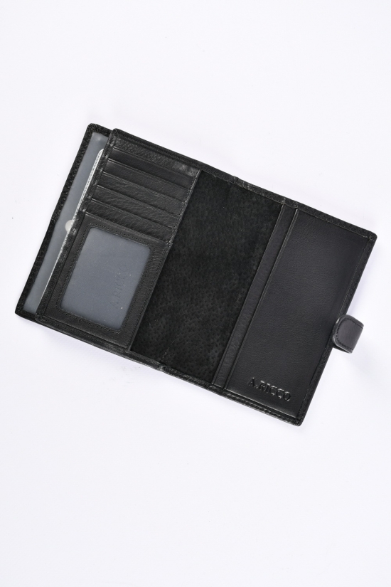 Портмоне мужской кожаный (color.black) размер 14/9.5 см. "ALFA RICCO" арт.AR86002/B.DNC2