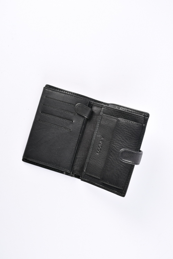 Портмоне мужской кожаный (color.black) размер 14/10 см. "ALFA RICCO" арт.AR3240/B.DNC2