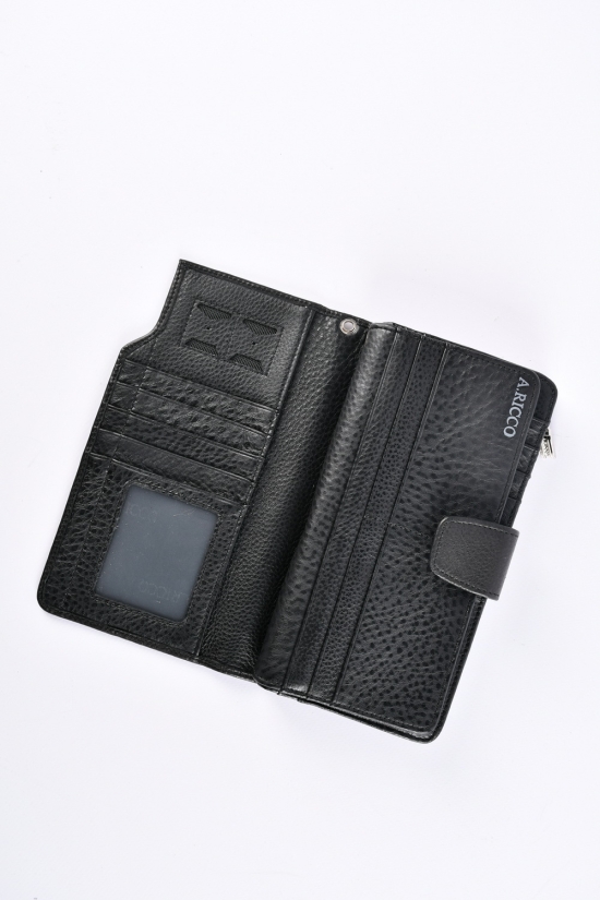 Портмоне мужской кожаный (color.black) размер 20/10 см. "ALFA RICCO" арт.AR3810/NC
